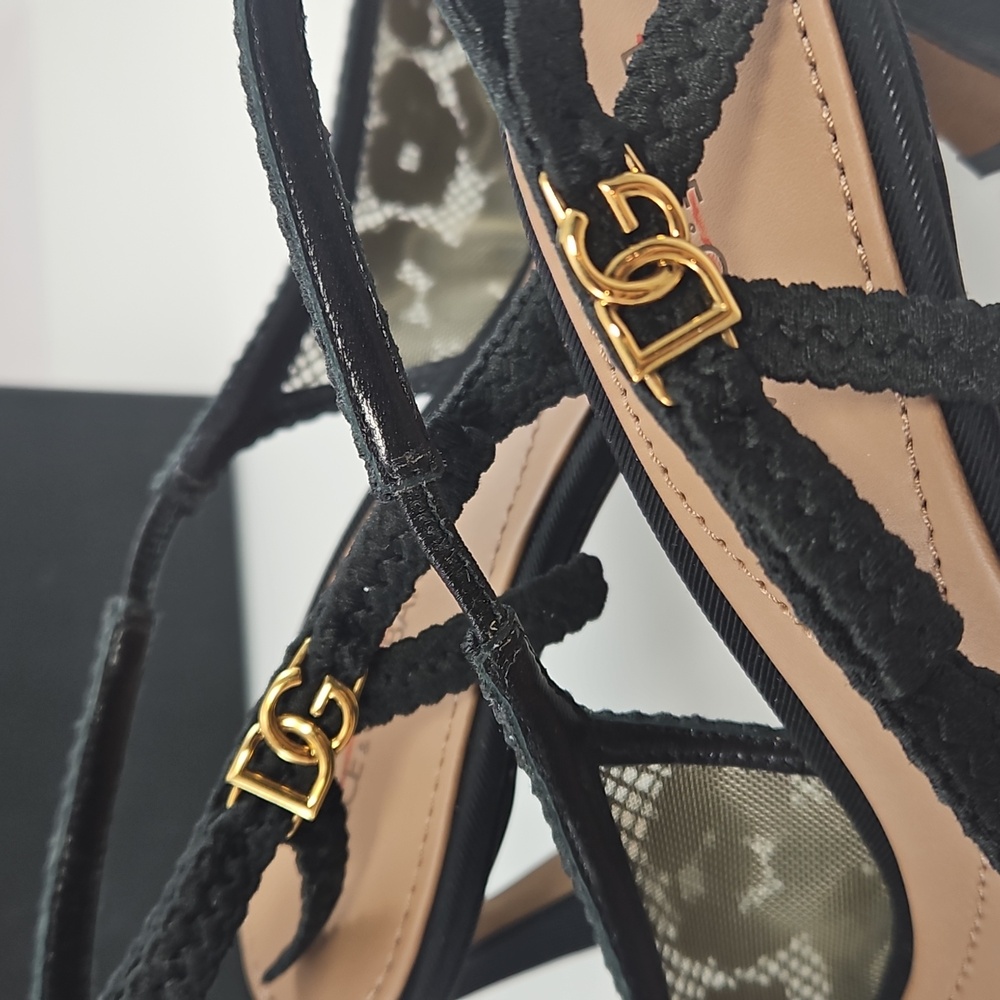 NWT! Dolce & Gabbana Pizzo Leo Lace 65MM Slingback Pumps Size 9 - Picture 15 of 16